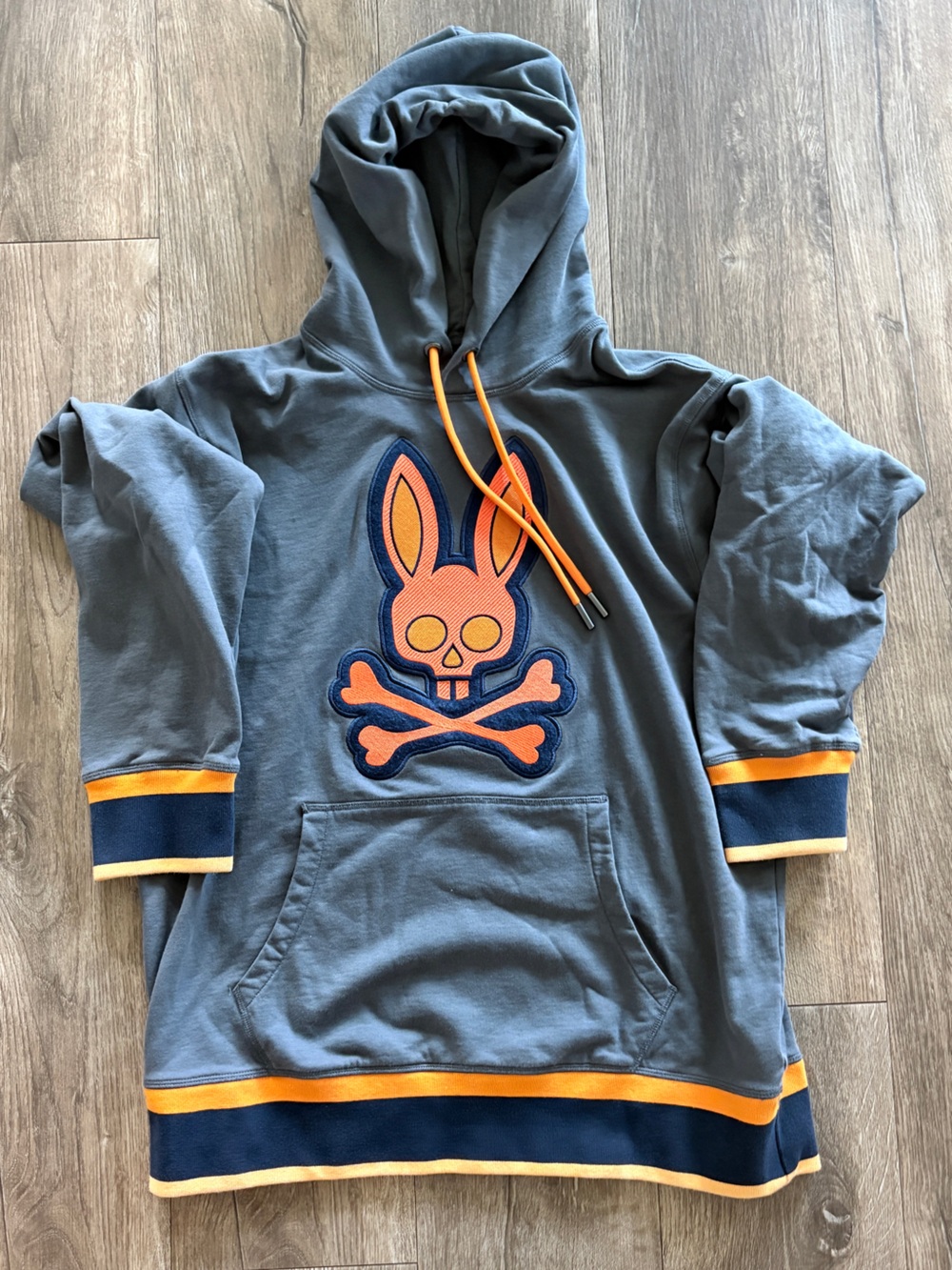 Psycho Bunny Light Blue Hoodie with Yellow & Navy Trim